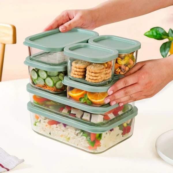 Groovo Stack On Storage Container Sage Green Set Of 7